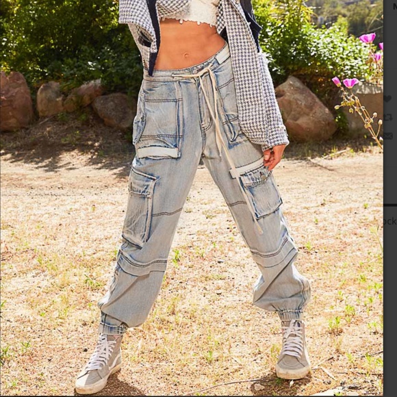 POL Light Wash Cargo Utility Jean Jogger Pants Y2K SR20 - Picture 3 of 10